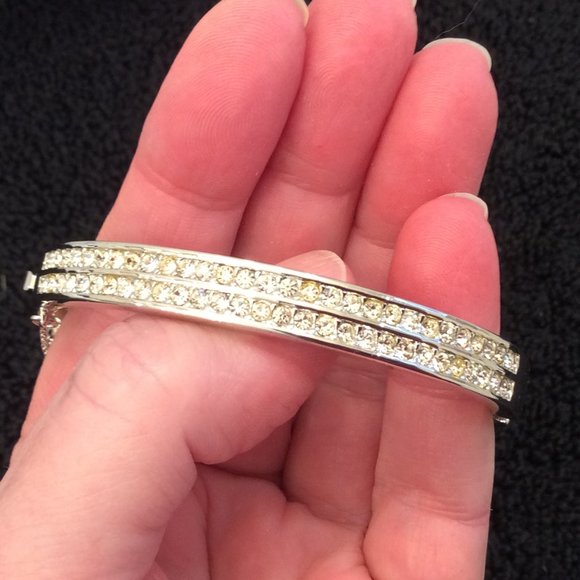 Vintage Swarovski Silver Crystal Bangle Bracelet - Picture 11 of 16